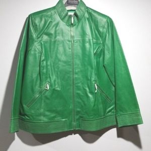 Bradley Bayou Women's Green Leather Jacket NWT Size 3X